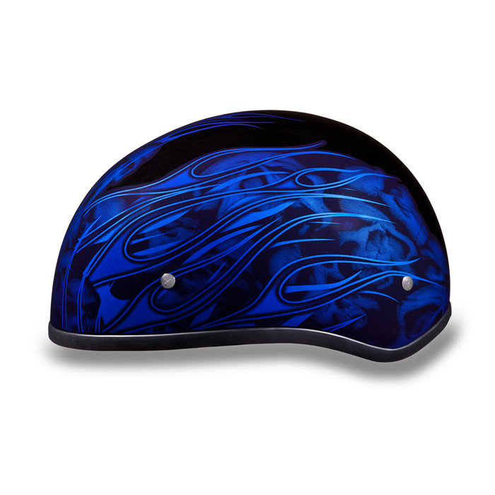 D.O.T. Daytona Skull Cap- W/ Multi Skull Flames Blue