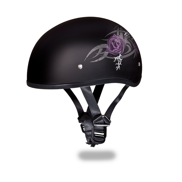 D.O.T. Daytona Skull Cap- W/ Purple Rose