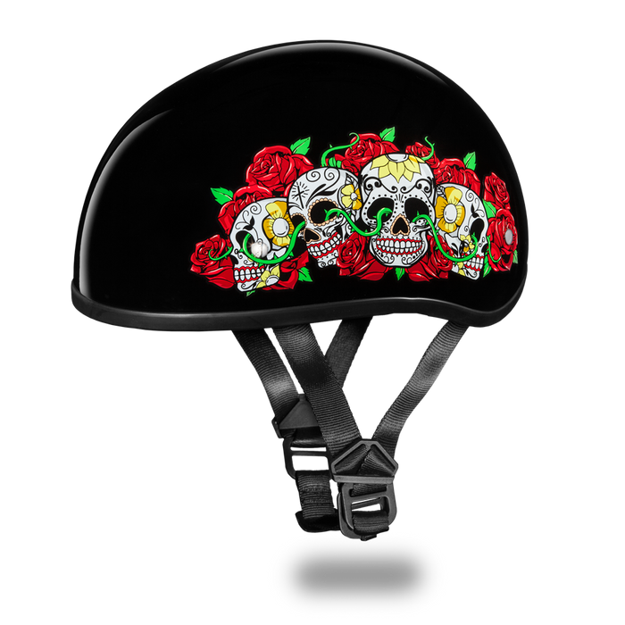 D.O.T. Daytona Skull Cap- W/ Rose Skulls